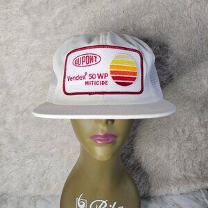 Vintage Dupont White Adjustable Strap Trucker Hat Cap